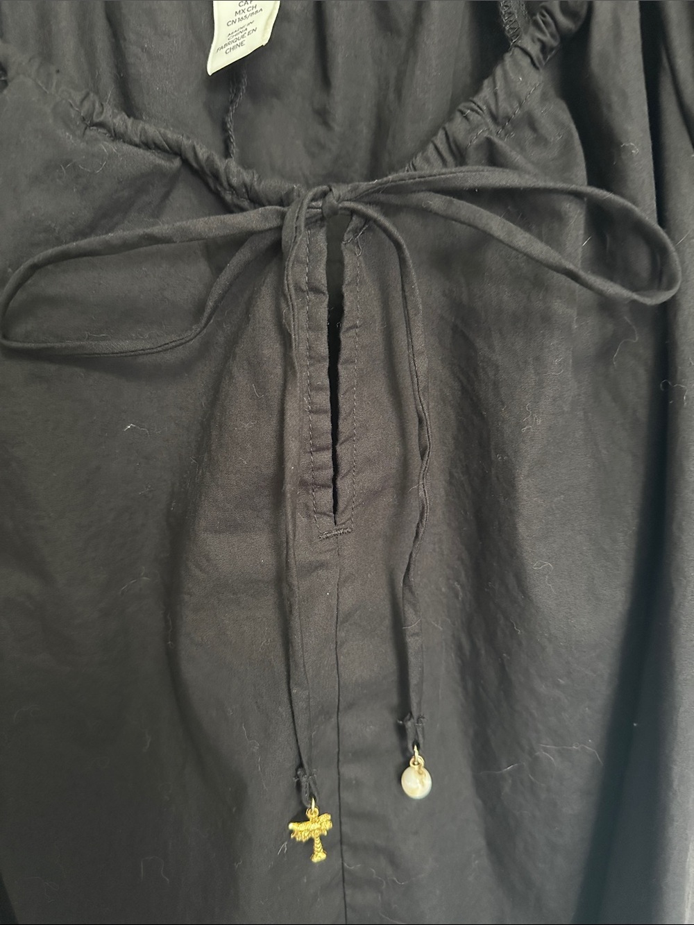 H&M Black Short Loose Drawstring-neck Dress Size Small - Picture 3 of 10